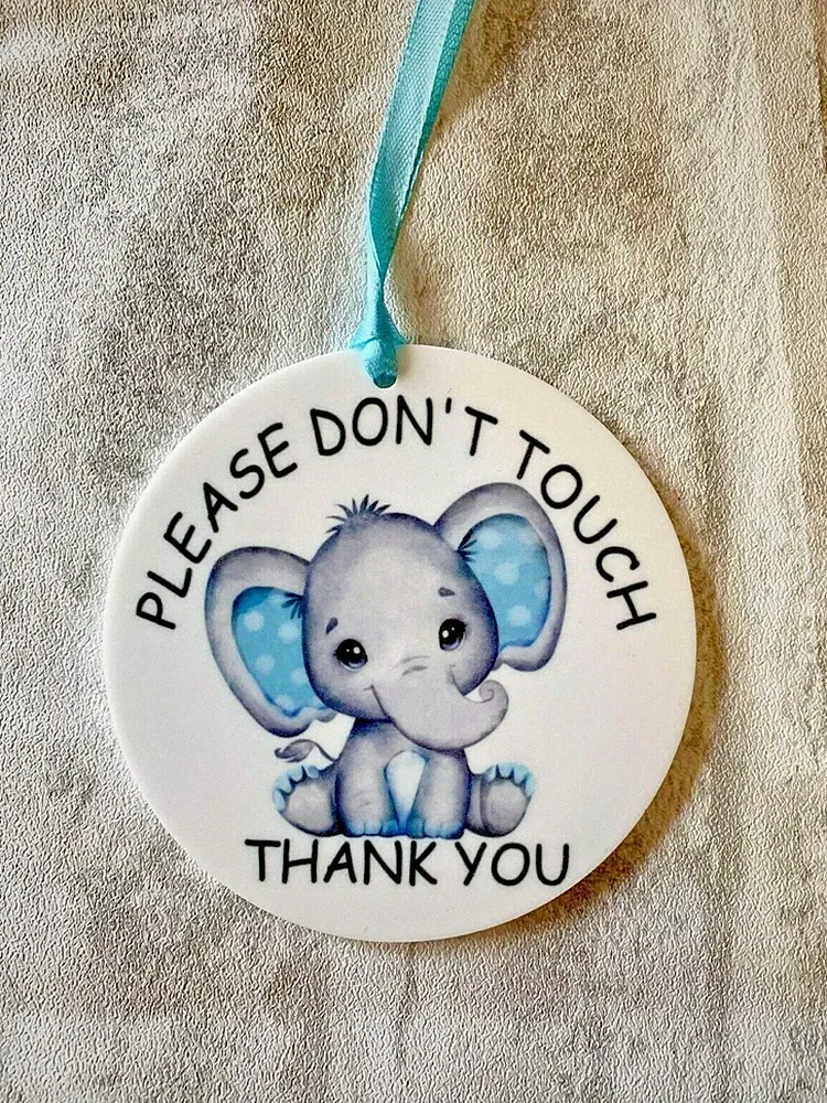 Please Don't Touch Thank You Baby Elefant Kinderwagenanhänger Autositz mehrere Farben