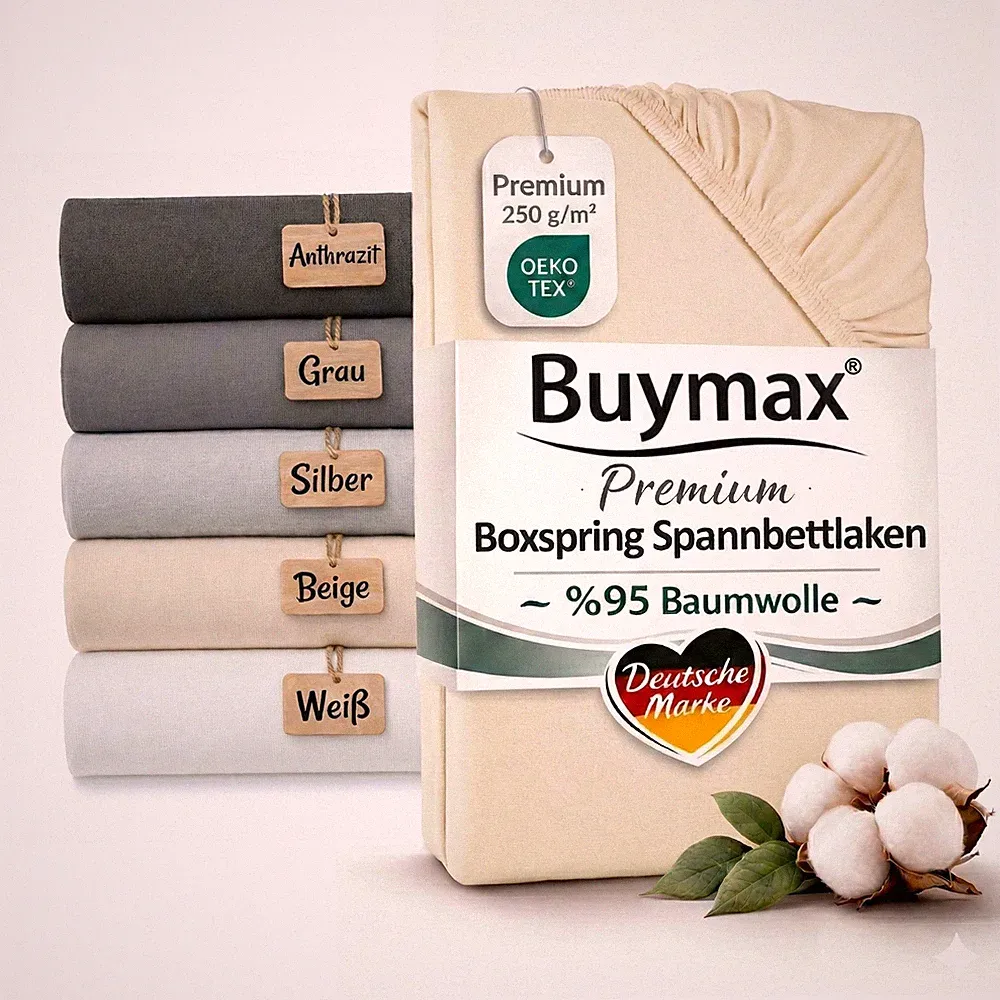 Premium Boxspringbett Spannbettlaken % 95 Baumwolle % 5 Elastan 250 g/m2-35 cm