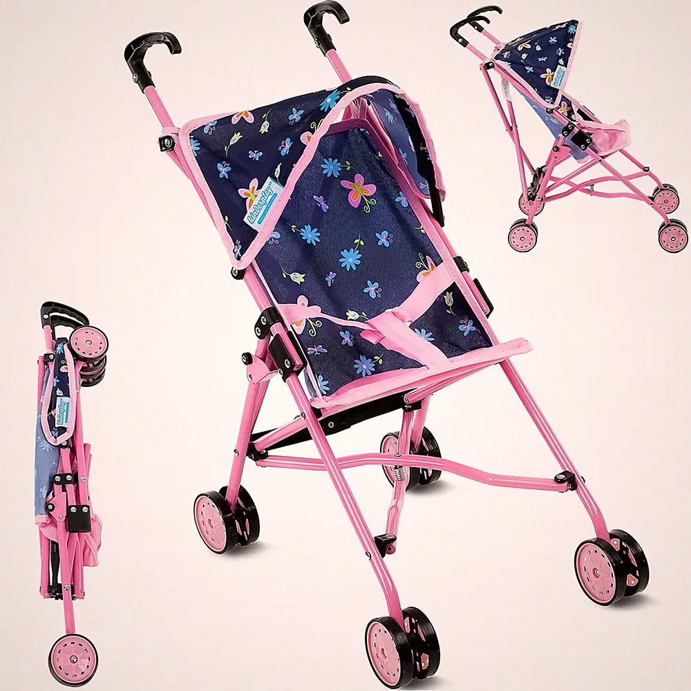 Puppenwagen Buggy klappbar leicht mit Gurt und Doppellaufrädern