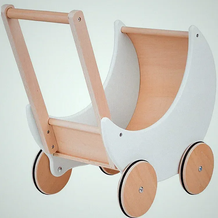 Puppenwagen Holzpuppenwagen Holzwagen Kinderwagen Puppenkarre Weiß JO