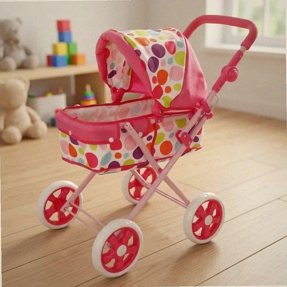 Puppenwagen mit Korb Leicht Spielzeug-Puppenwagen Kompakt für Kleinkinder