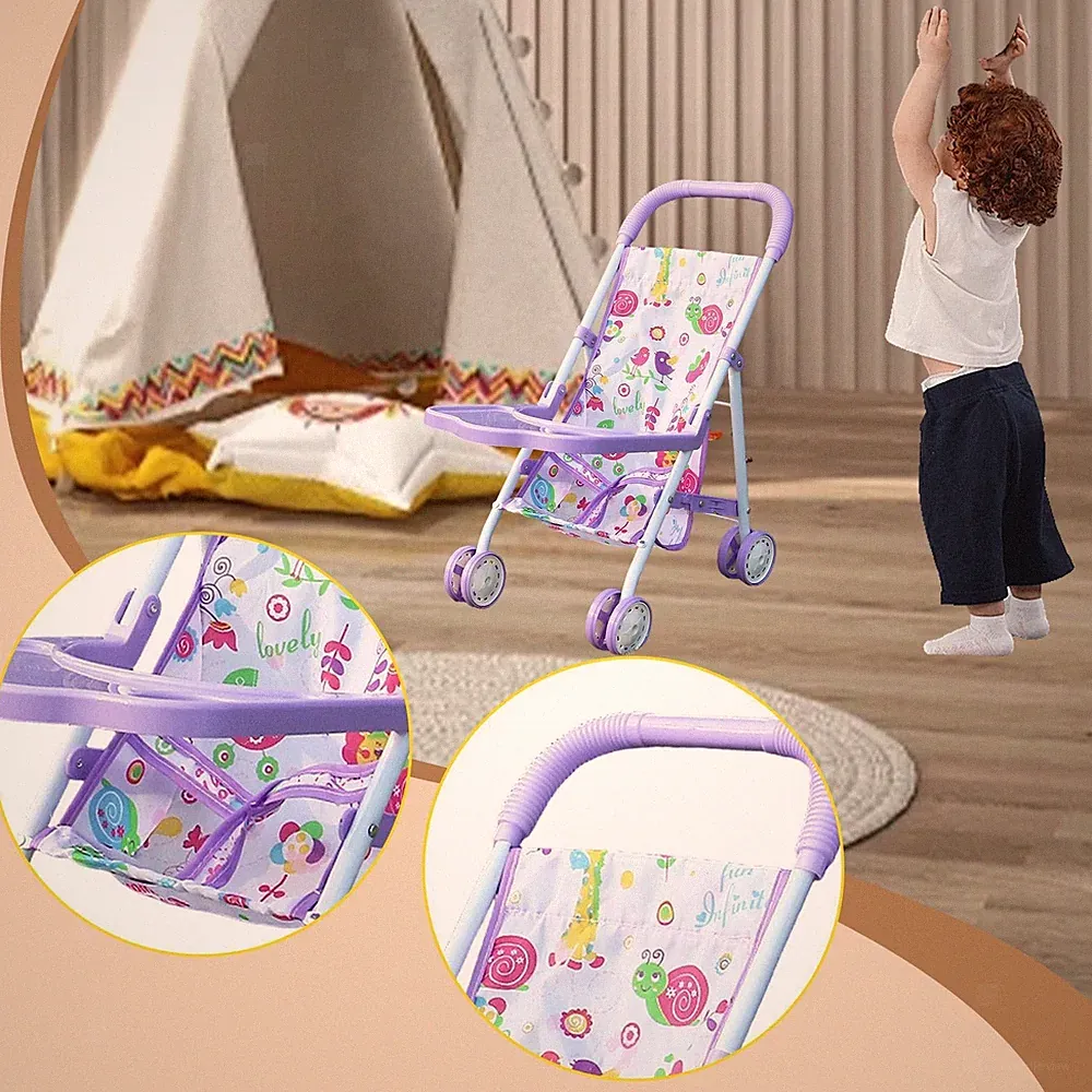Puppenwagen, Puppenkarren, Kinderspielwagen, Spielzeug-Buggy für Zuhause