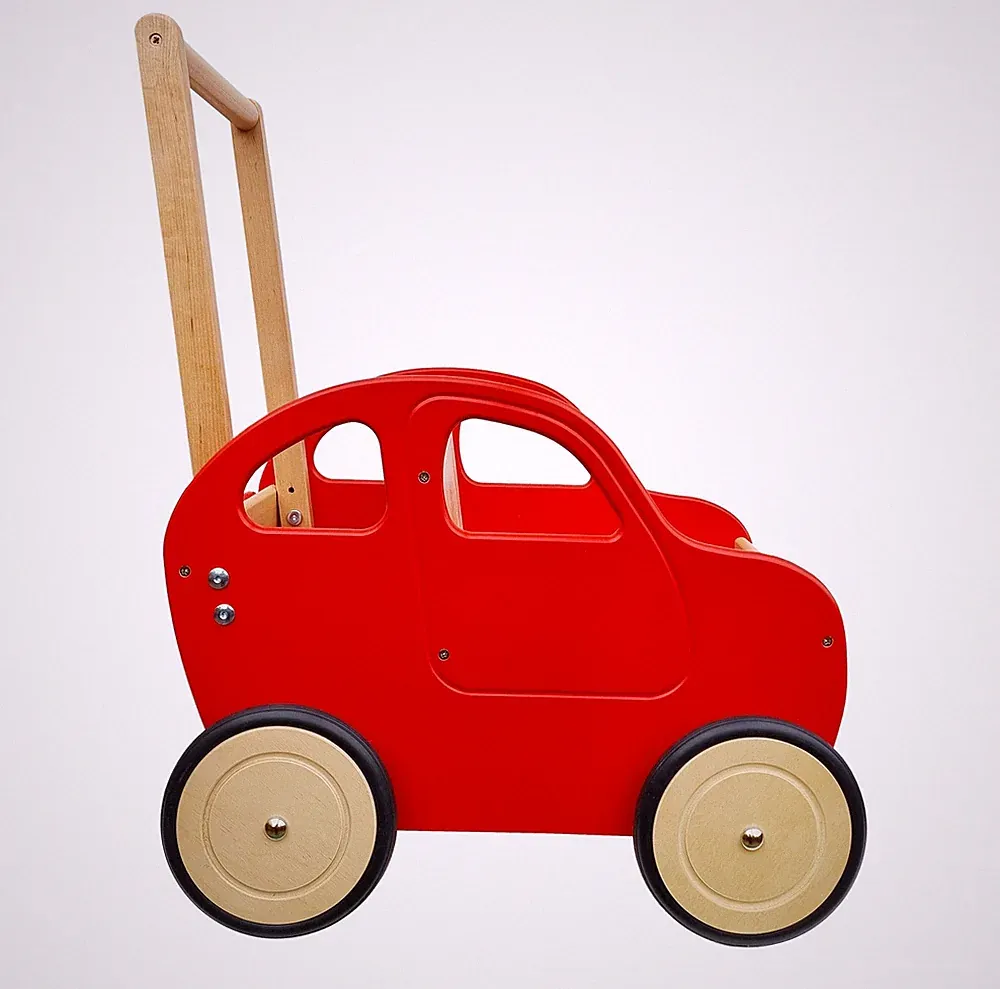 Puppenwagen rotes Auto Teddytransporter Lauflernwagen Kinderspielzeug