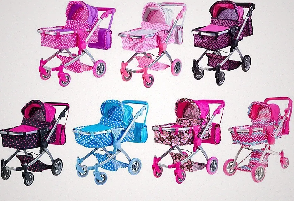 Puppenwagen Sportwagen Trendy Modisch Kinderwagen für Puppen Wickeltasche JO