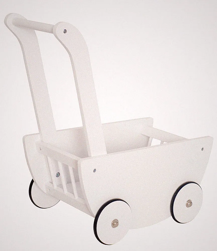 Puppenwagen weiß Holzspielzeug Lauflernhilfe Lauflernwagen Kinder schieben Spiel