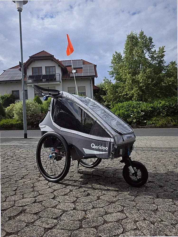 Qeridoo Kidgoo 1 Fahrradanhänger Kinder Fahrrad Kinderwagen mit Kleinkindeinsatz