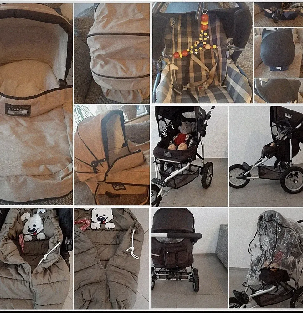 Quinny Jogger Kinderwagen Einsitzer Beige/Schwarz mit Regenschutz & Korb