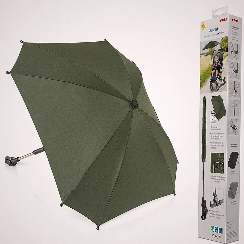 REER 84173 ShineSafe Kinderwagen-Sonnenschirm oliv grün