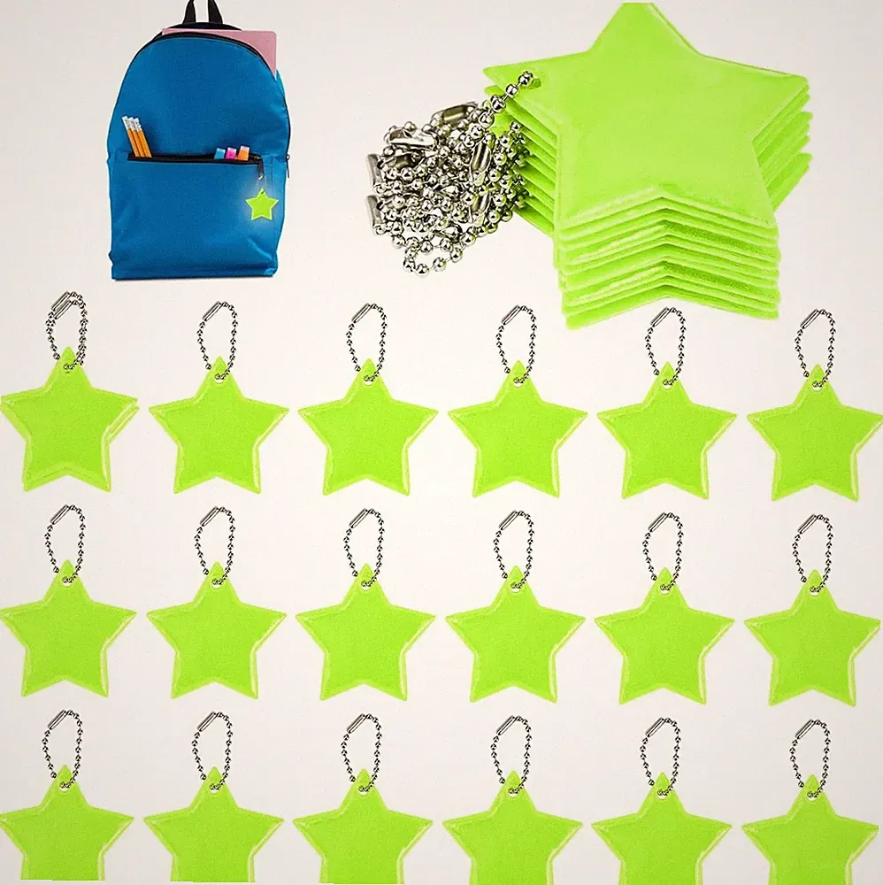 Reflektor Anhänger PVC 5,5cm Stern Sichtbarkeit Kinder Rucksack Radfahren Set