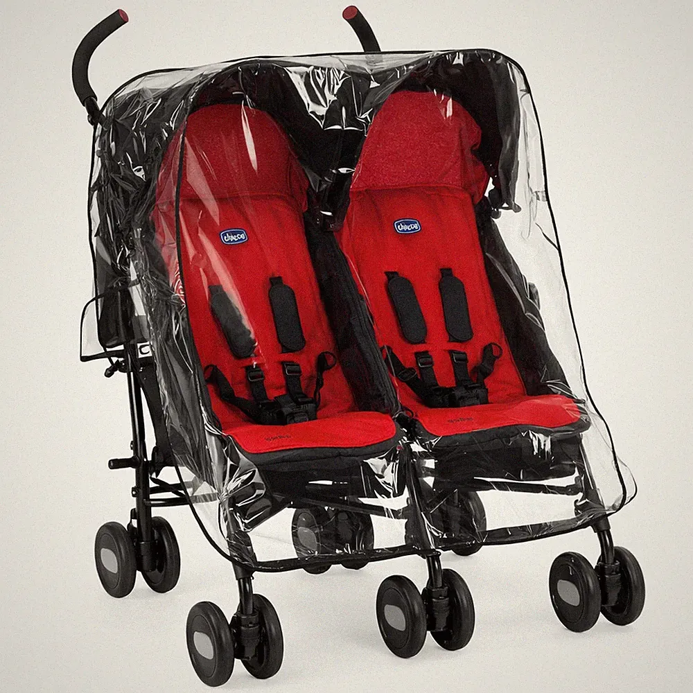 Regenschutz für Chicco Echo Zwillingskinderwagen, hergestellt in UK, durchsichtig supersoft PVC