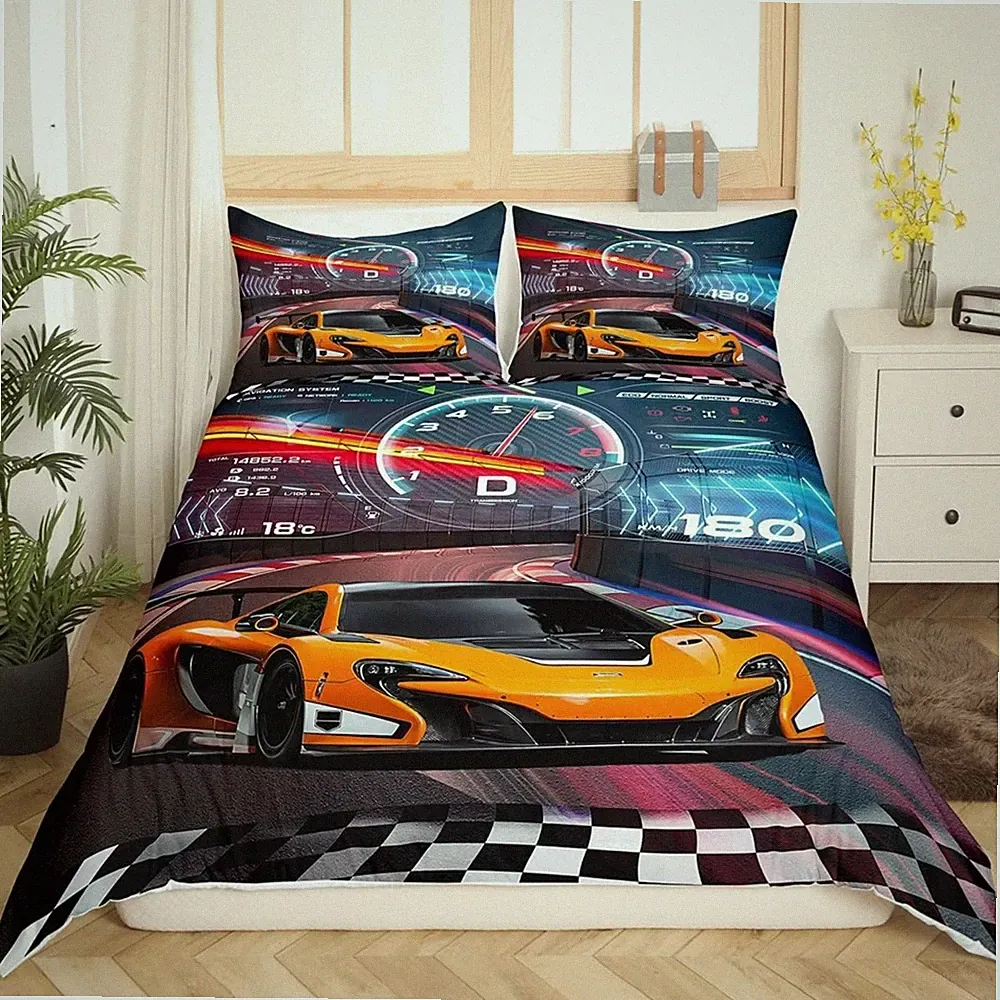 Rennwagen Kinderbettwäsche Mikrofaser 135x200 Auto Sport Kinderbettset