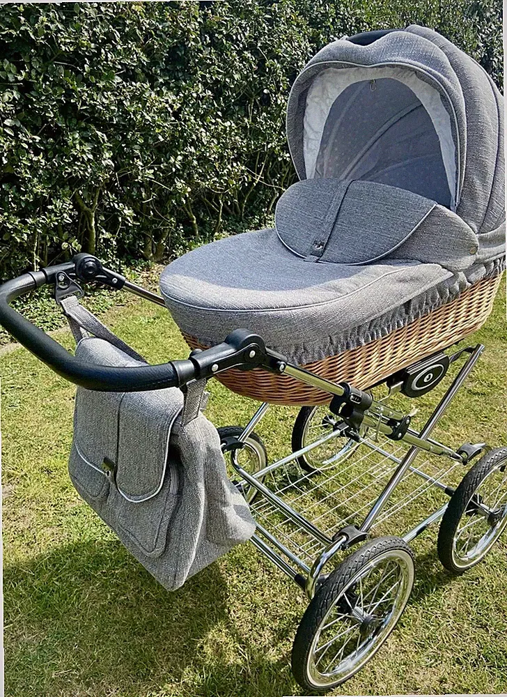 Retro Kinderwagen, Faltbar, Mit Wickeltasche, Räder Abnehmbar, Sportaufsitz