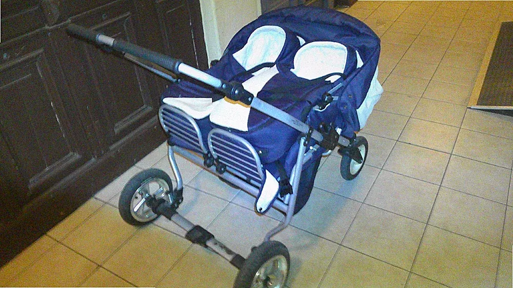 Robuster Geschwisterwagen / Zwillingswagen – Super Federung! marine blau XXL