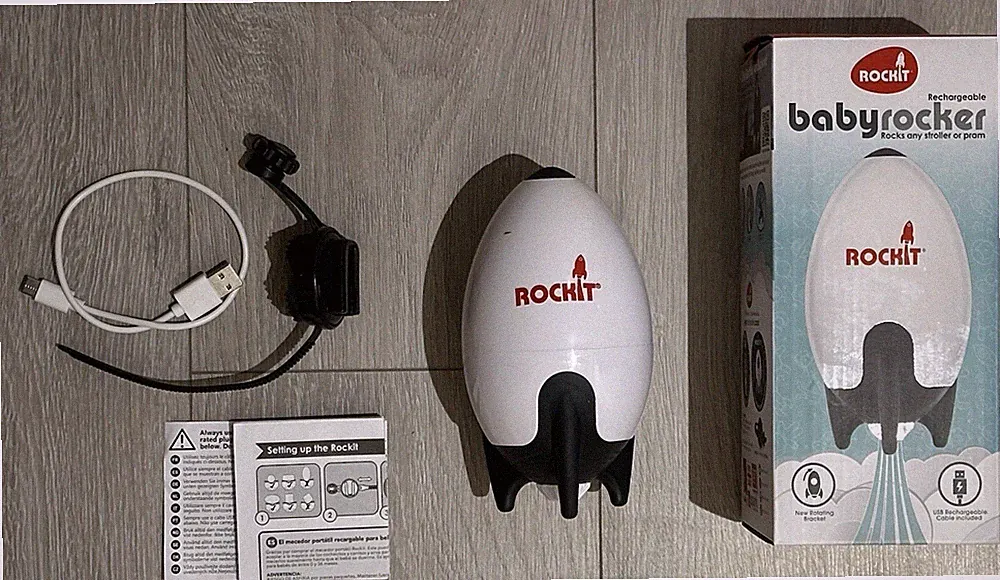 Rockit Babyrocker Kinderwagen-Schaukler – USB wiederaufladbar - Weiß/Schwarz