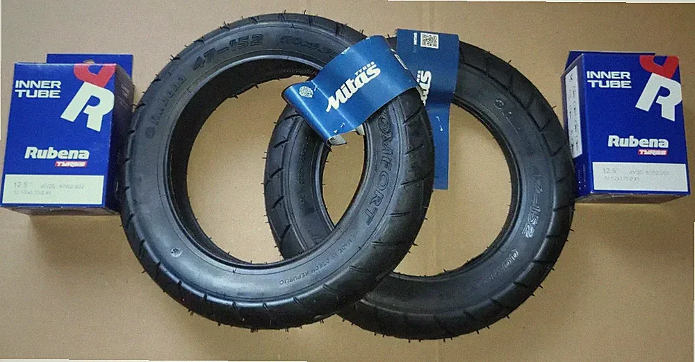 RUBENA 2x Reifen 10"Zoll 10x1.75x2 | 47-152 | + Schläuche 45° Kinderwagen Roller