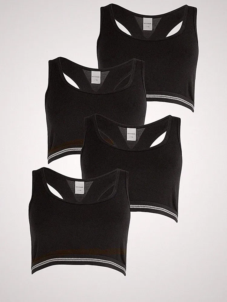 Schiesser 4er Pack Mädchen Unterwäsche Baumwolle Soft Bustier Rib BH Bequem
