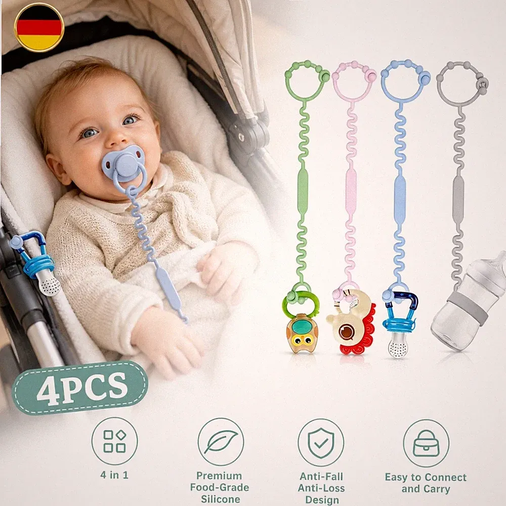 Schnullerkette BPA-frei Spielzeug Kinderwagen Halterung Spielzeugkette Catcher