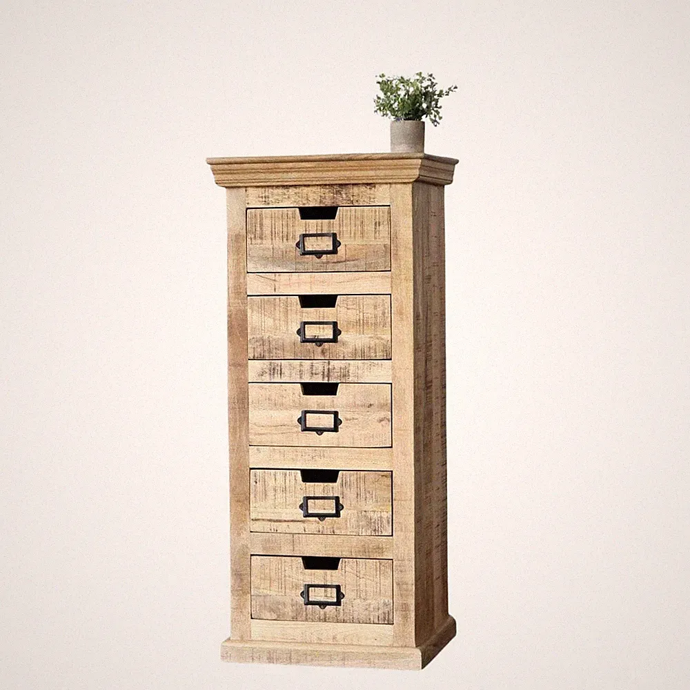Schubladenkommode Selce massiv edles Mangoholz Schrank Regal Highboard braun