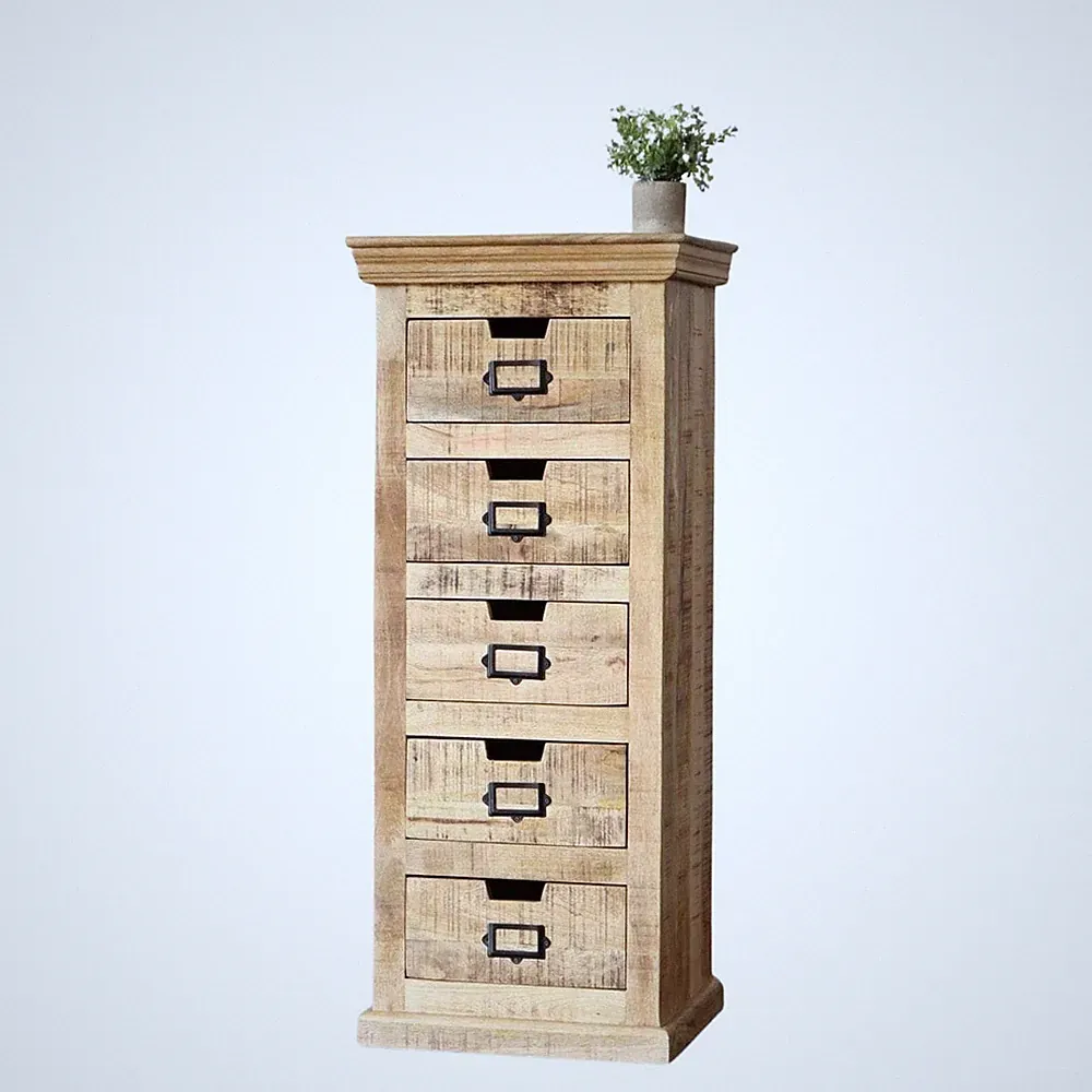 Schubladenkommode Selce massiv edles Mangoholz Schrank Regal Highboard braun