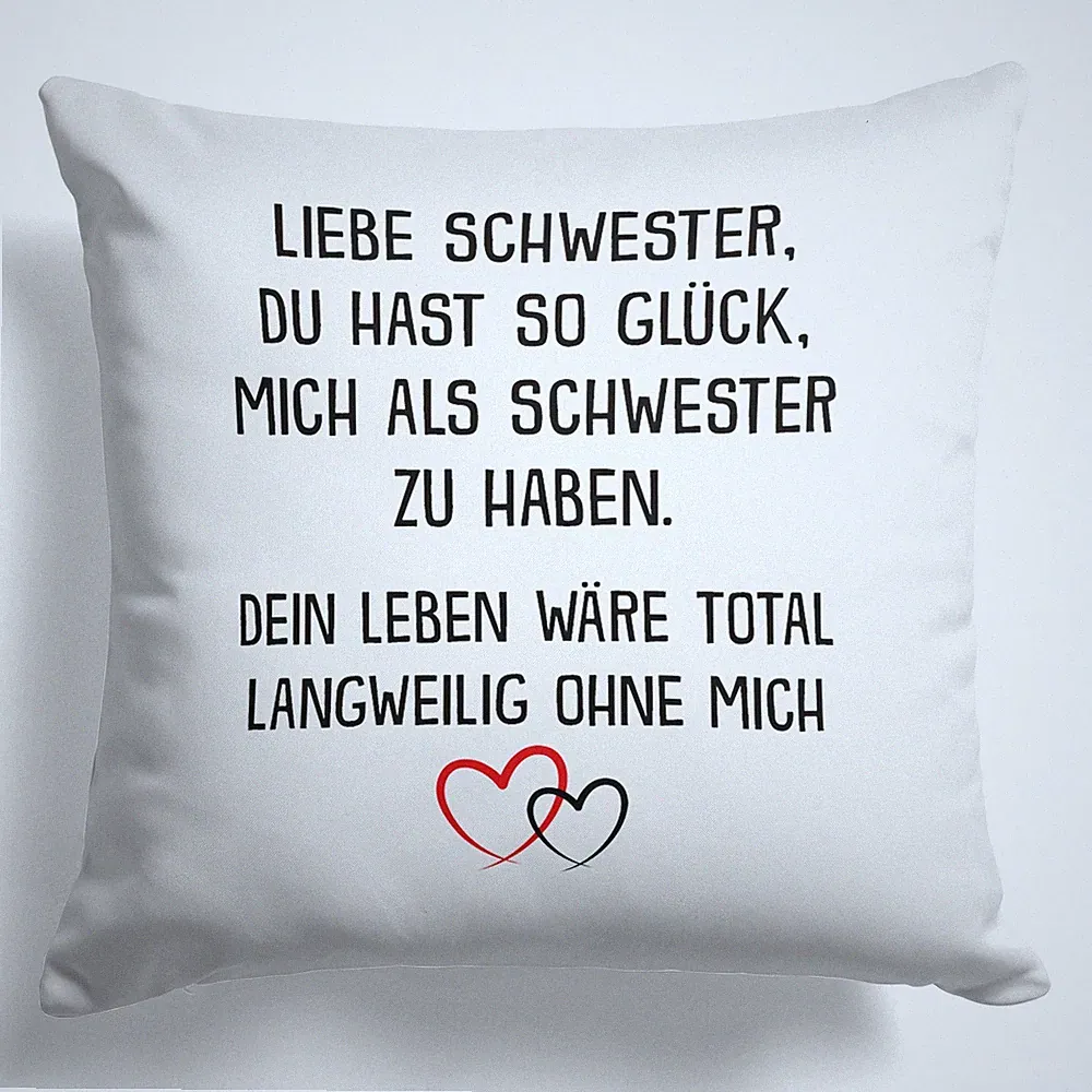 Schwester Geschenk von Schwester Geburtstag Weihnachten Geschwister Deko Kissen