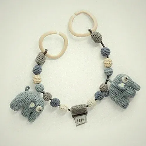 Sebra gehäkelte Baby Kinderwagenkette blau crochet Elefant FANTO