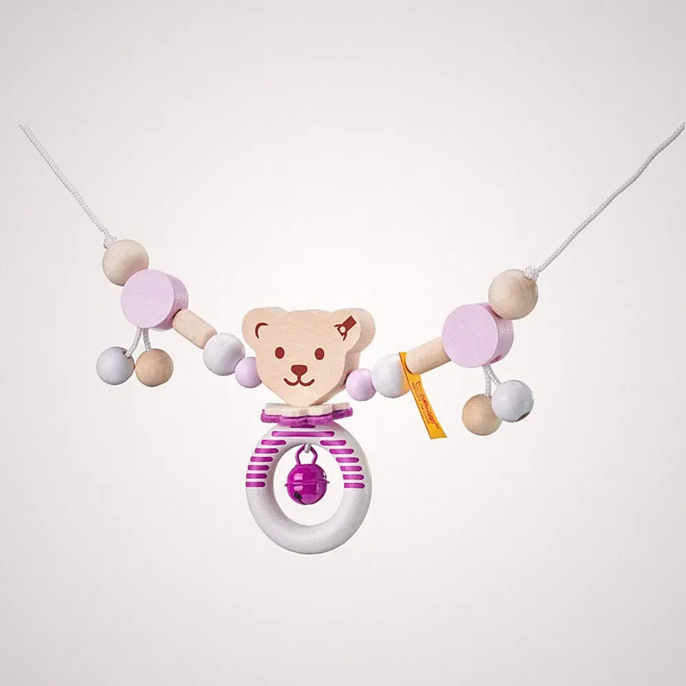 Selecta Steiff Wagenkette Kinderwagenkette Kinderwagen Kette Baby Spielzeug Rosa