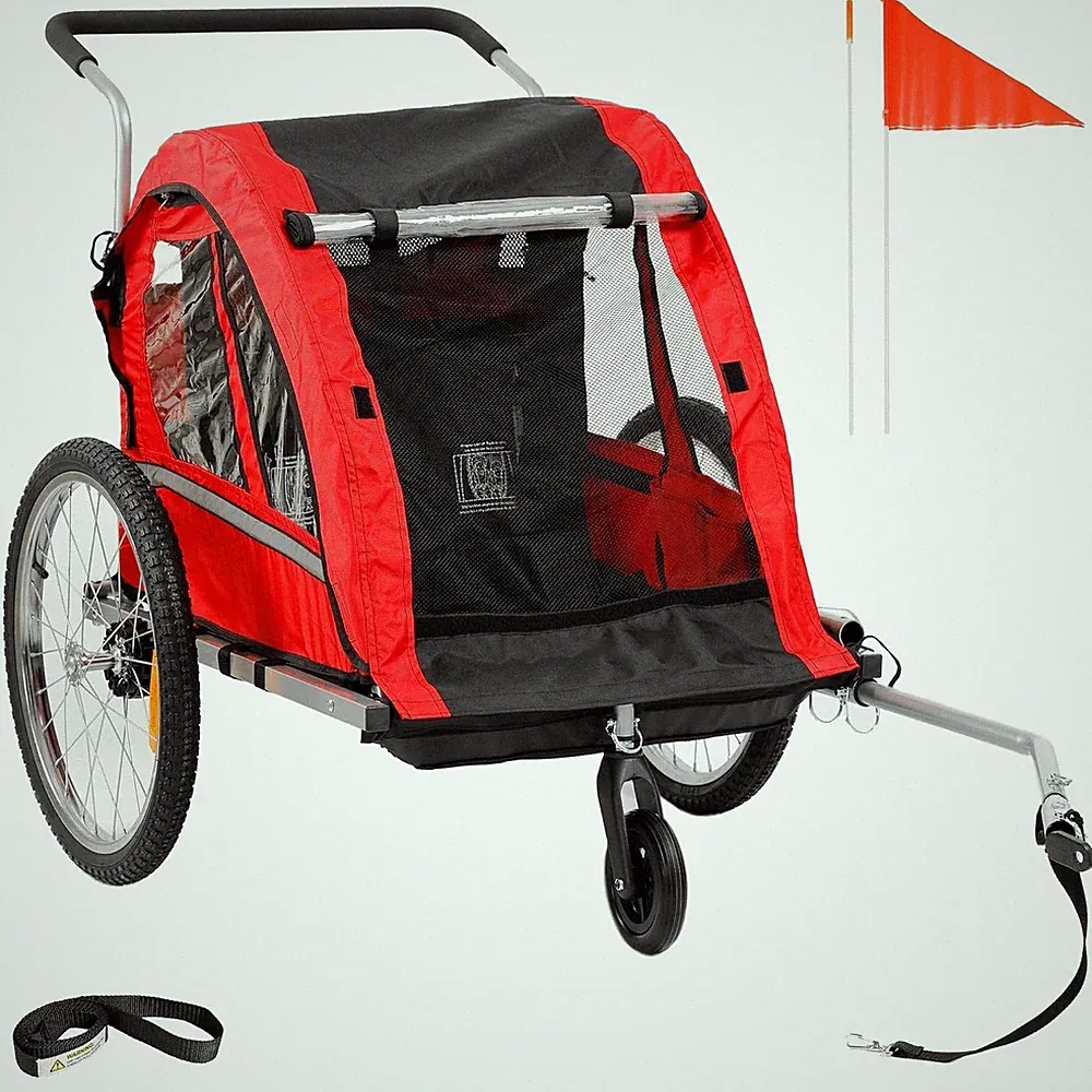SEPNINE® 2 in 1 Kinderanhänger & Kinderwagen mit Federung Fahrradanhänger 40kg