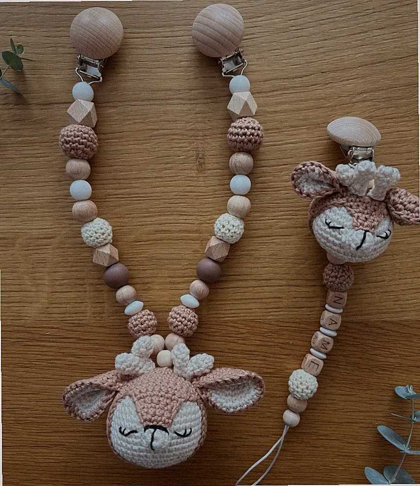 Set Reh / Kinderwagenkette / Schnullerkette Babyspielzeug Neu