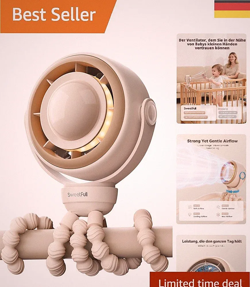 Sicherer und leiser Kinderwagen Ventilator mit LED-Anzeige für entspannte Reisen