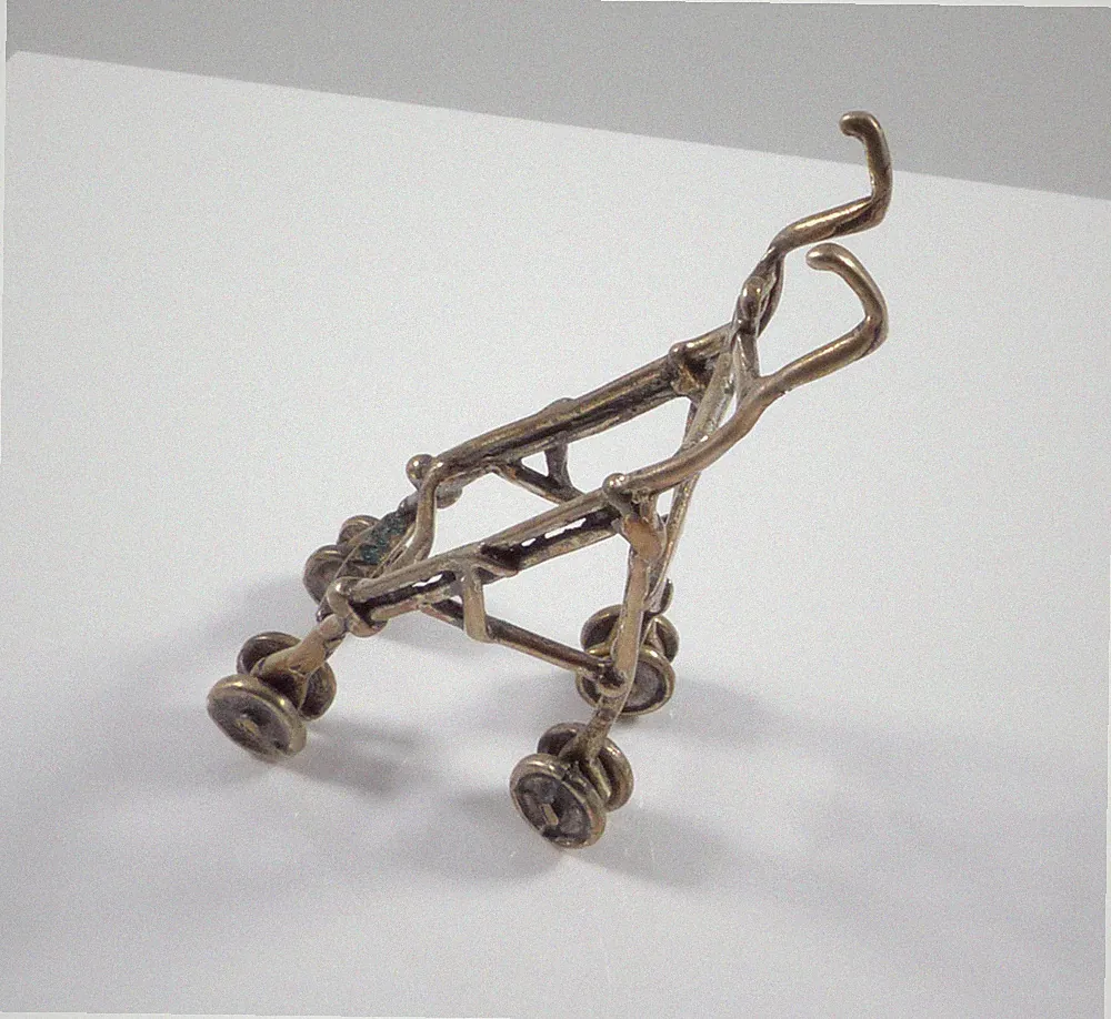 Silberfigur Figur Miniatur Kinderwagen Silber 800