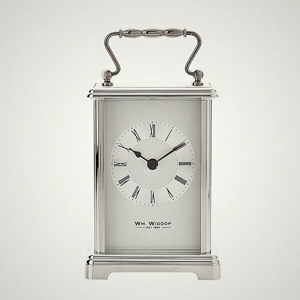 Silberne Kutschenuhr von Widdop & Co Hochzeitstag Geschenkidee Wohndeko
