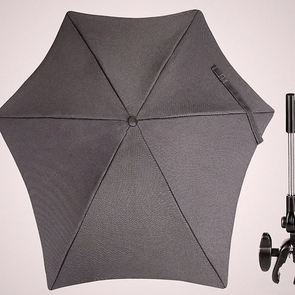 Sonnenschirm Kinderwagen Buggy UV Schutz 50+ flexible Halterung Dunkelgrau