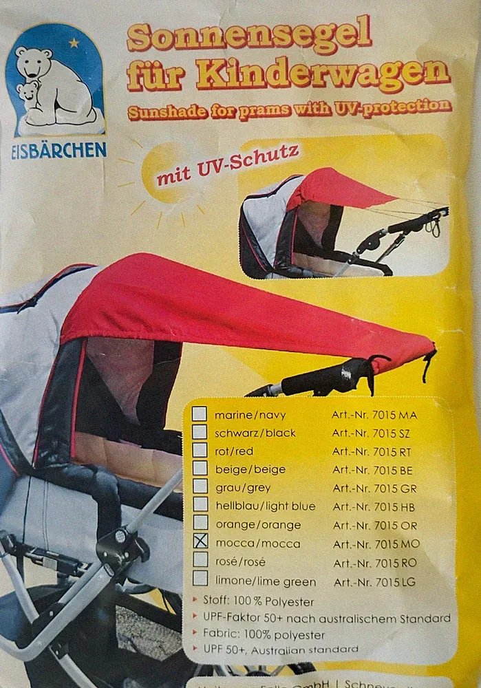 Sonnensegel Firma Heitmann UV 50+ für Kinderwagen, Buggy Sportwagen Fb.beige