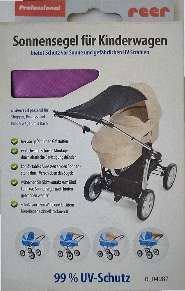 Sonnensegel Firma Reer UV 99% für Kinderwagen, Buggy Sportwagen Pink