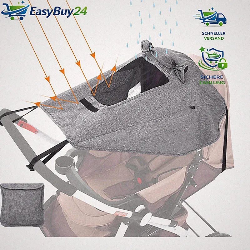 Sonnensegel Kinderwagen UV Schutz 50+ Universal Staubdicht Winddicht Buggy