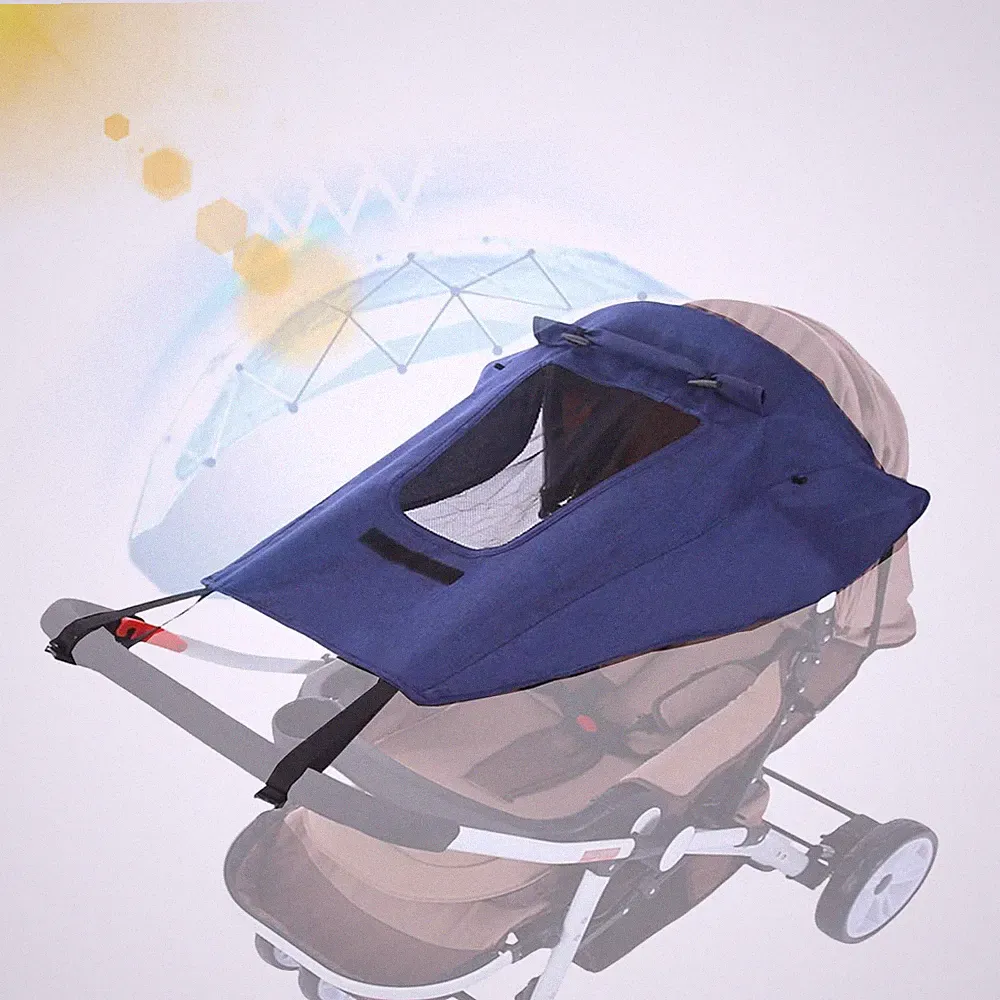 Sonnensegel Kinderwagen UV Schutz 50+ Wasserdicht mit Sichtfenster Blau