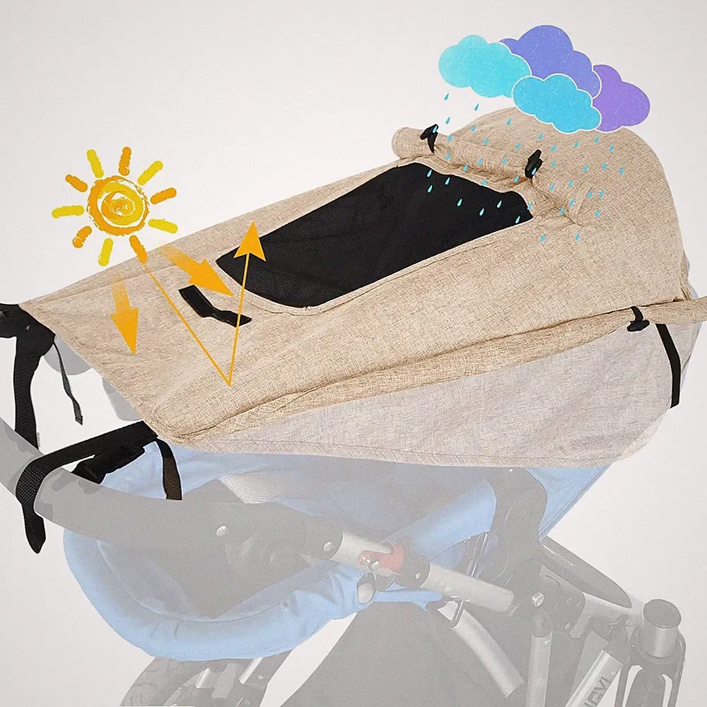 Sonnensegel Kinderwagen UV50 wasserdicht doppellagig khaki Sonnenschutz Buggy