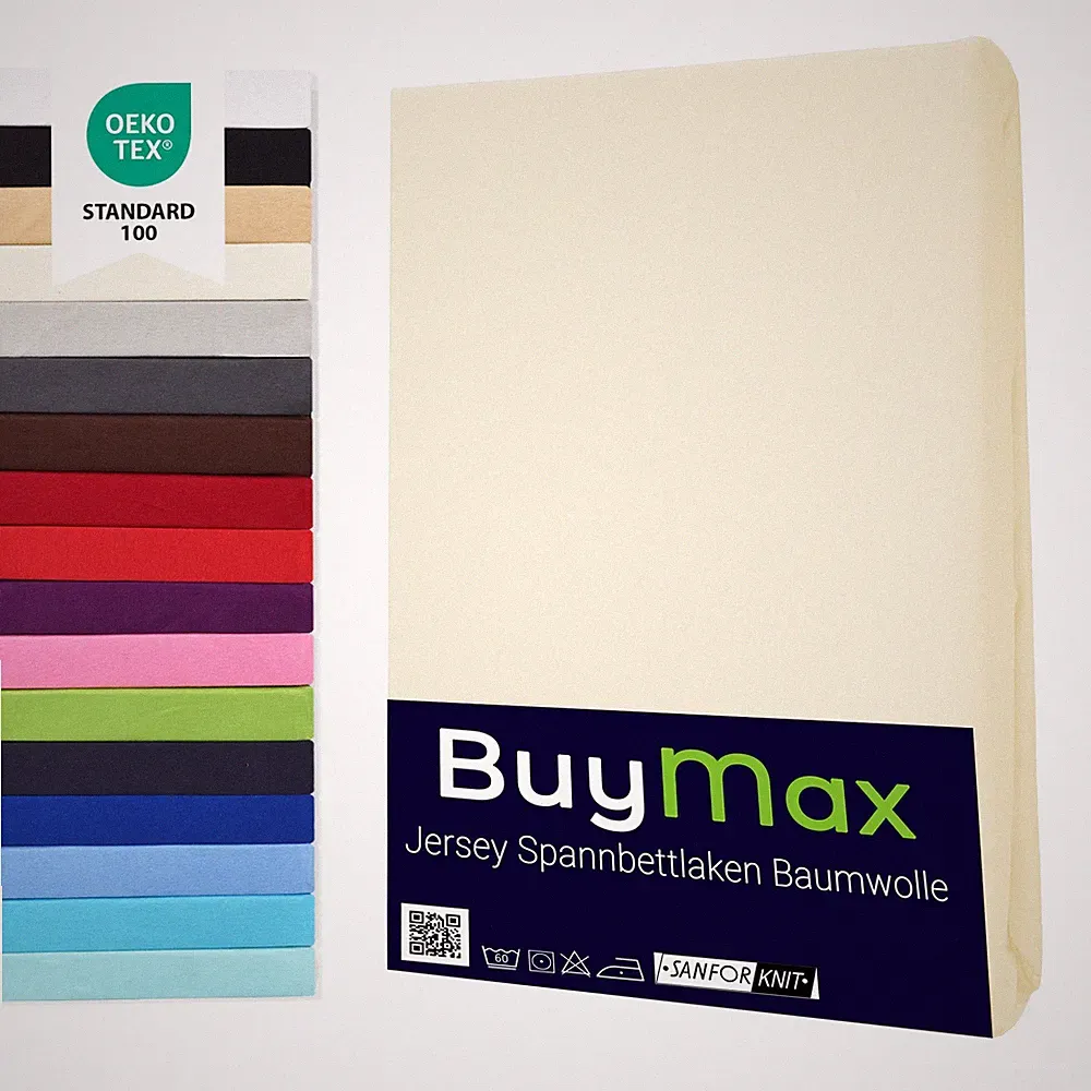 Spannbettlaken 100% Baumwolle Jersey Spannbetttuch Laken Bettlaken von BUYMAX