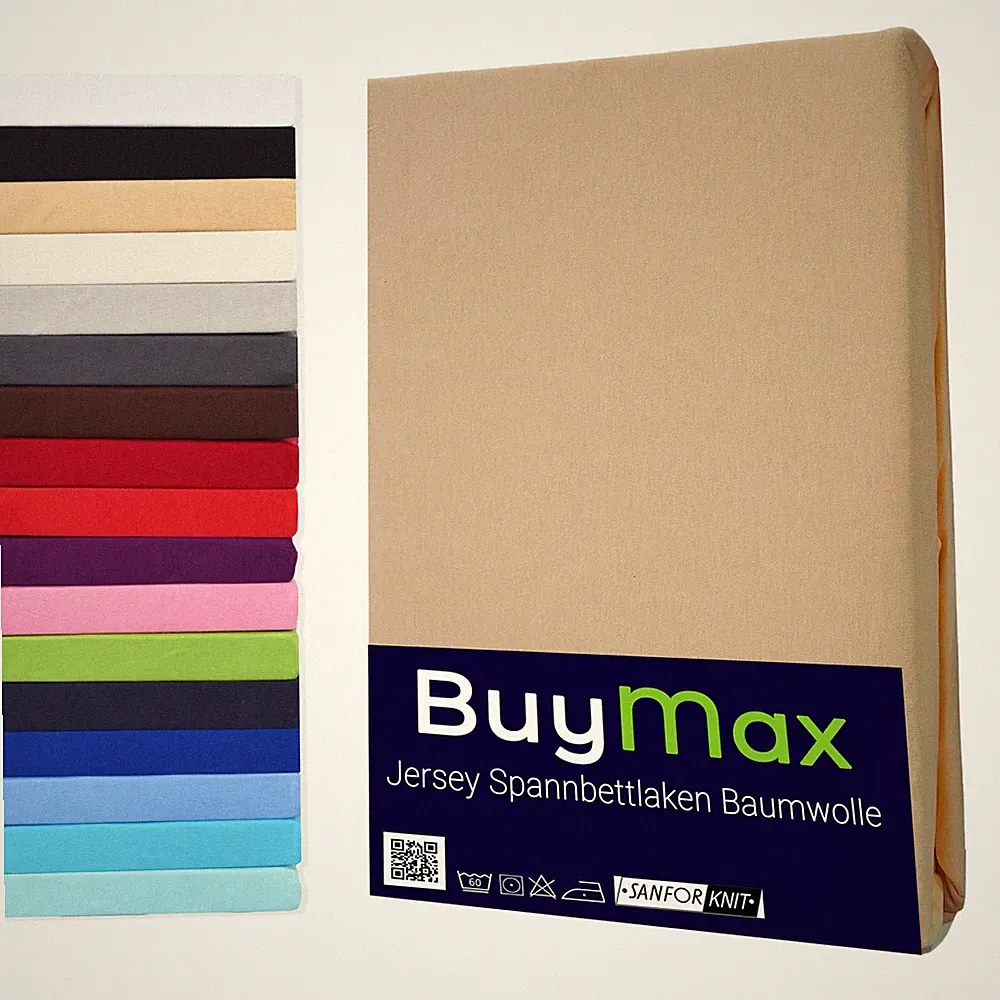 Spannbettlaken 100% Baumwolle Jersey Spannbetttuch Laken Bettlaken von BUYMAX