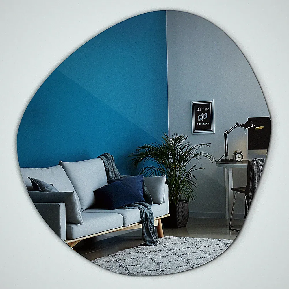 Spiegel in Organischer Form Boho-Loft-Stil Wandmontiert 48 cm x 48 cm