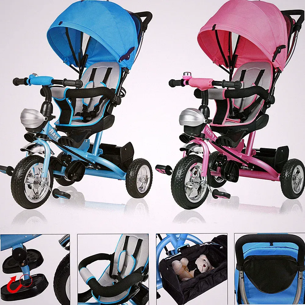 Spielwerk® Dreirad Kinderdreirad Kinder Lenkstange Dach Fahrrad Baby Kinderwagen