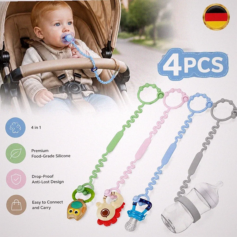 Spielzeug Schnullerkette Silikon BPA-frei Kinderwagen Sicherheitsgurt Halterung