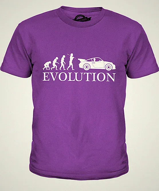 SPORTSWAGEN EVOLUTION DES MENSCHEN KINDER T-SHIRT TEE JUNGEN MÄDCHEN KLEINKIND