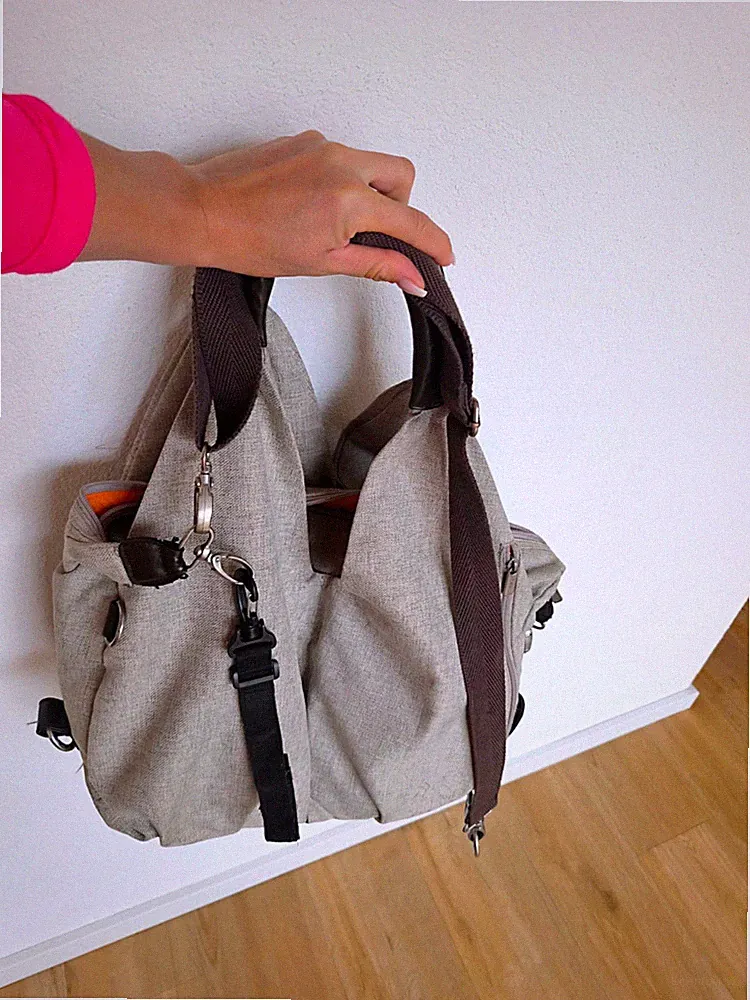 Stylische moderne Wickeltasche Lässig grau/orange Mommy Bag Kinderwagen selten!!