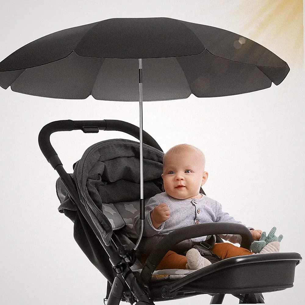 STYNGARD Sonnenschirm Kinderwagen UV Schutz 50+ / 70 Cm Durchmesser Mit Überhang