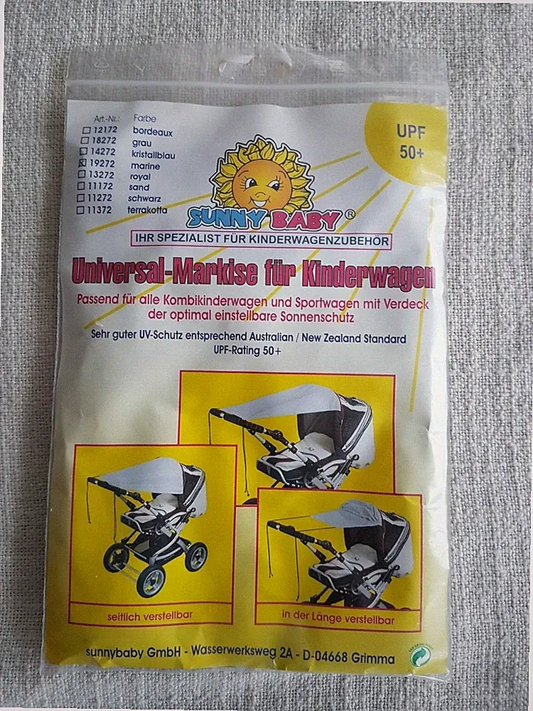 Sunny-Baby Sonnensegel, UV-Schutz, Kinderwagen- u. Sportkarre, dunkelblau, Neu