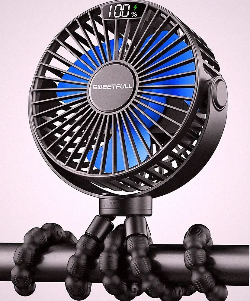 SWEETFULL Mini Ventilator Kinderwagen Ventilator Leise Handventilator 4000mAh