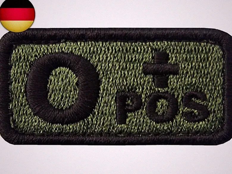 Taktisch Typ O positiv Blutgruppe Emblem Bestickter Aufnäher mit Haken- und