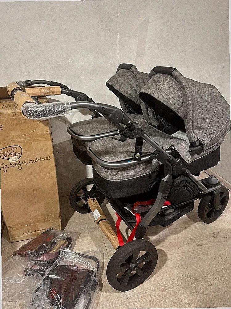 Tfk Duo Zwillingswagen Geschwisterwagen Zwillingskinderwagen Premium Grau Neu