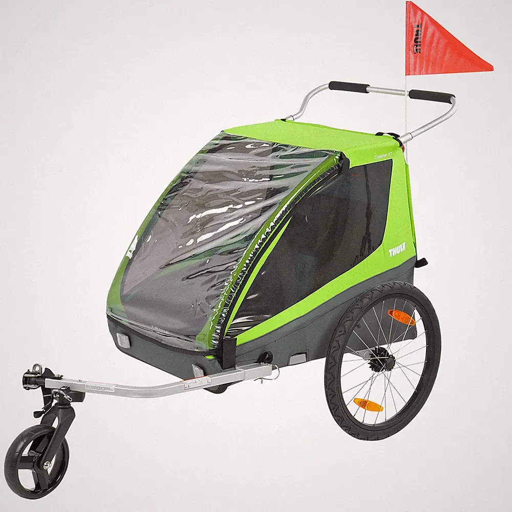 Thule Coaster XT Fahrrad Anhänger, Buggy, Grün, Zweisitzer, 45 Kg Zuladung